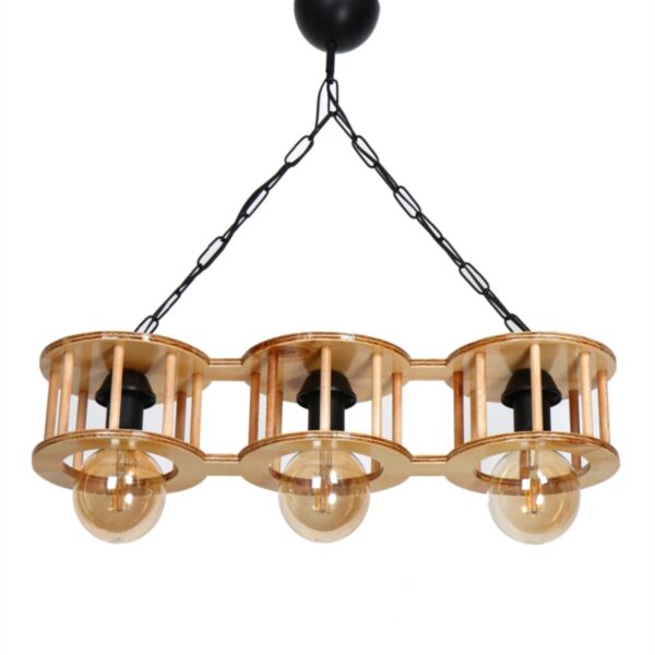 Ahşap Avize Rustik- Salon Aydınlatma