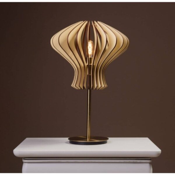 Salon Yatak Yemek Odası Için Mantar Şamdan Doğal Ahşap Mdf 3d Abajur Masa  Gece Lamba