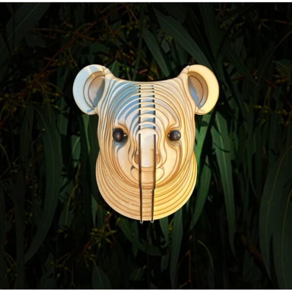 Kelb Köpek Kafası Doğal Ahşap Lazer Kesim Rustik Salon Aplik Duvar Dekoru 3D Tablo Pano (Peri LEDli)