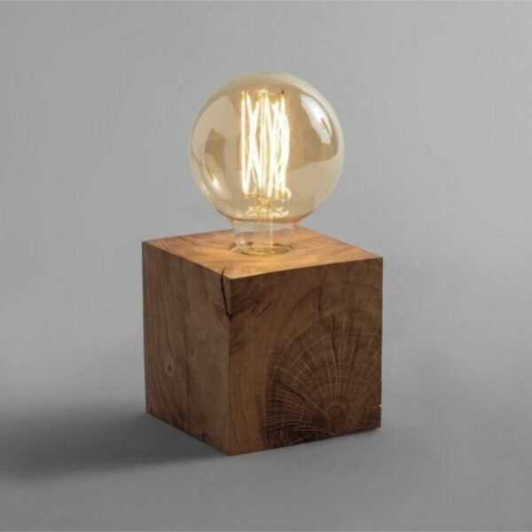 Retro Rustik Ahşap Rubik Küp Masa Lambası - Abajur