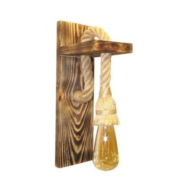 Tasarım Dekoratif Ahşap Halatlı Rustik Duvar Aplik