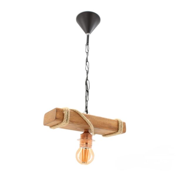 Hüma Tasarım Dekoratif Tekli İkili Üçlü Rustik Nigrum Halatlı Ahşap Avize Kütük Avize Doğal Avize