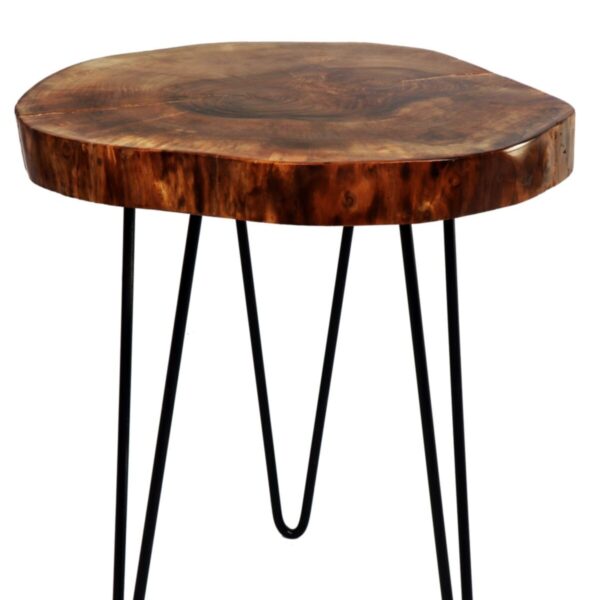 Kütük Ahşap Dekoratif Orta Sehpa Metal Ayak-salon Cafe Otel