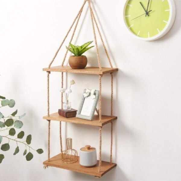 Dekoratif Rustik Halatli Raf Kitaplık