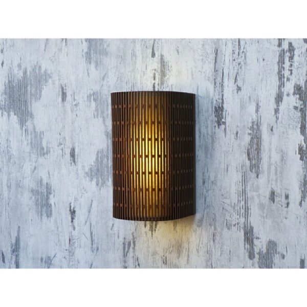 Peri Bombe Kenarlı 3D Yansıtma Tasarımlı Çift Yönlü Ahşap Salon Duvar Aplik Avize - Gu 10 Duy