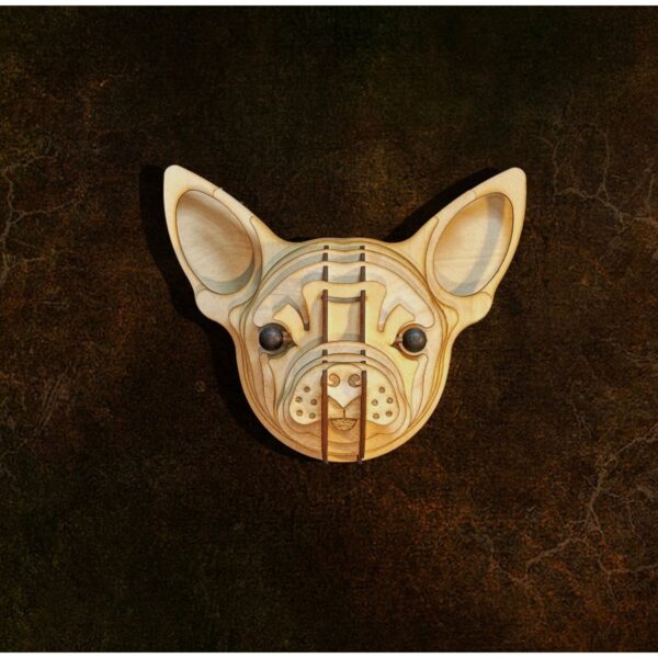 Kelb Köpek Kafası Doğal Ahşap Lazer Kesim Rustik Salon Aplik Duvar Dekoru 3D Tablo Pano (Peri LEDli)