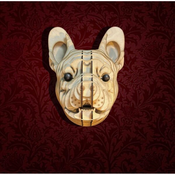 Kelb Köpek Kafası Doğal Ahşap Lazer Kesim Rustik Salon Aplik Duvar Dekoru 3D Tablo Pano (Peri LEDli)