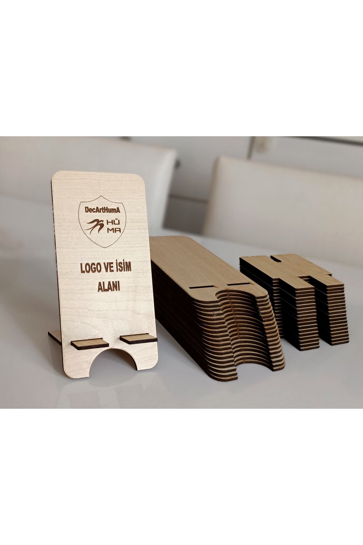 Promosyon Reklam Tanıtım Ürünü  Portatif Ahşap Telefon Tablet Tutucu Aparatı Telefon Tutacağı 30 Adt