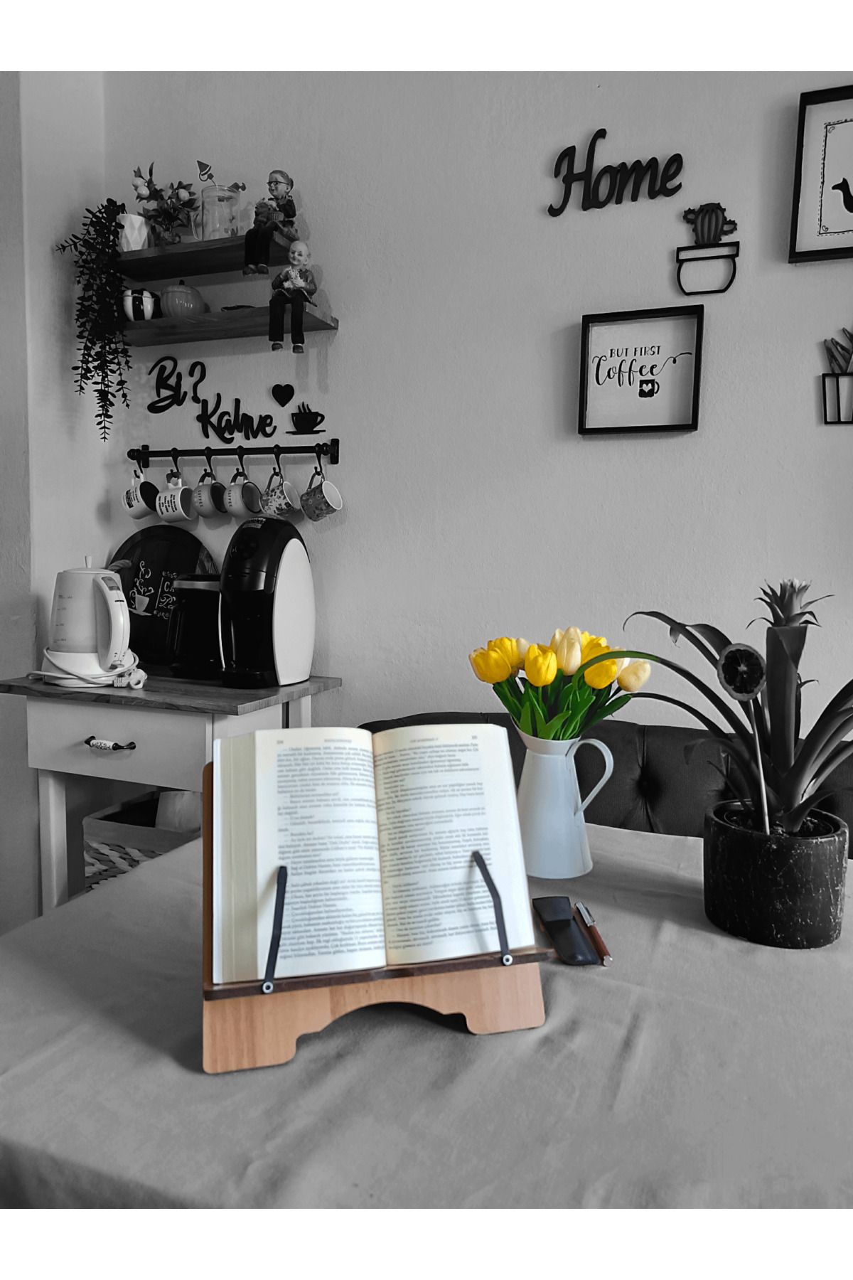 Hüma Ahşap Tablet Telefon Tutucu Ayarlanabilir Kitap Okuma Sehpası Standı Rahle