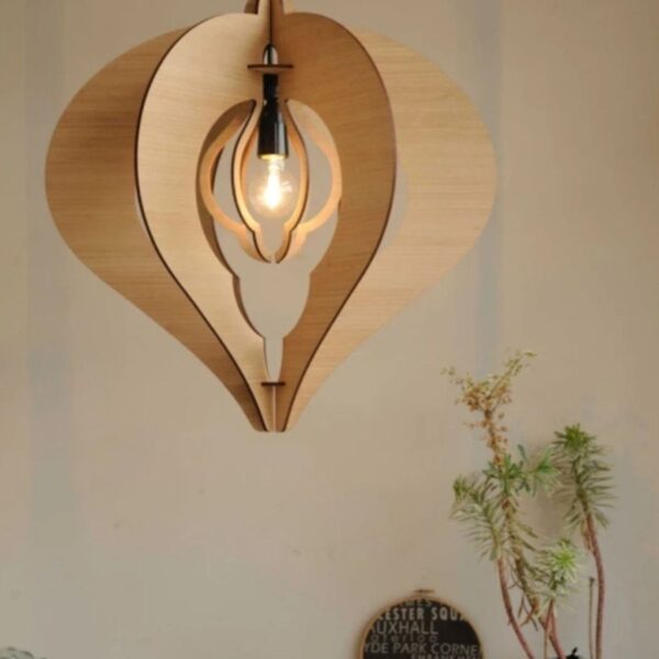 Cotton Pamuk Tasarım Modern Doğal Ahşap Mdf 3d Rustik Ahşap Avize