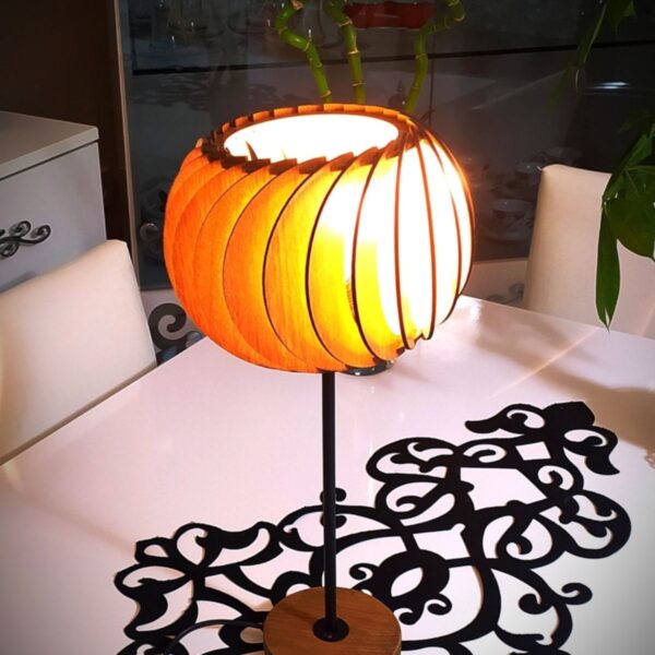 Salon Yatak Yemek Odası Için Şamdan Doğal Ahşap Mdf 3d Abajur - Masa / Gece Lamba