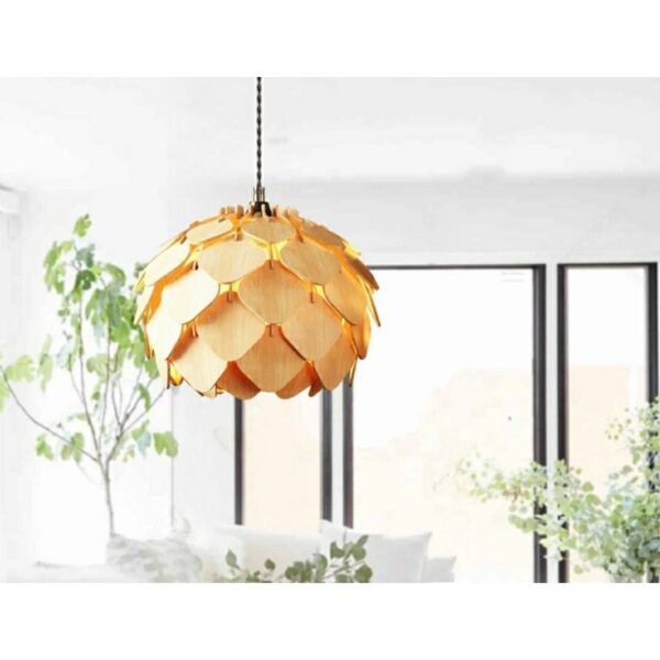 Esdörtgen Modern Tasarım Globe Küre Doğal Ahşap Mdf 3d Lazer Kesim Rustik Salon Avize