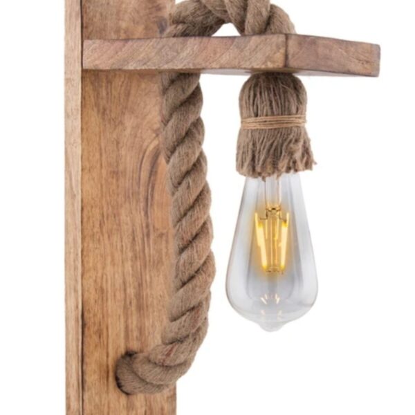 Tasarım Dekoratif Ahşap Halatlı Rustik Duvar Aplik Avize