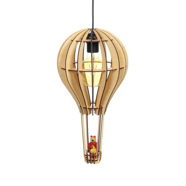 Çocuk Genç Odası Için Doğal Ahşap Mdf 3d Puzzle Lazer Uçan Balon Avize - Biblo Ampul Dahil Değildir