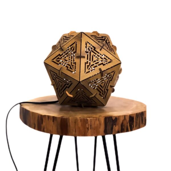 Kartopu Doğal Ahşap 3d Puzzle Abajur - Masa / Gece Lambası Salon Ve Yatak Odası Için