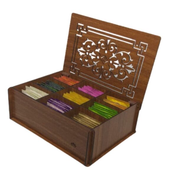 Doğal Ahşap Çay Kutusu 9 Bölmeli Kapaklı Poşet Bitki Çayı Saklama Kabı (tea Box)