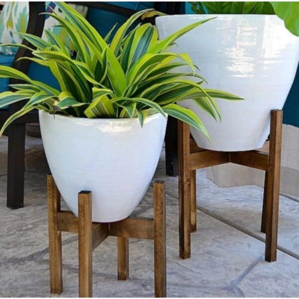 2'li Ahşap Çiçek Standı Saksılık