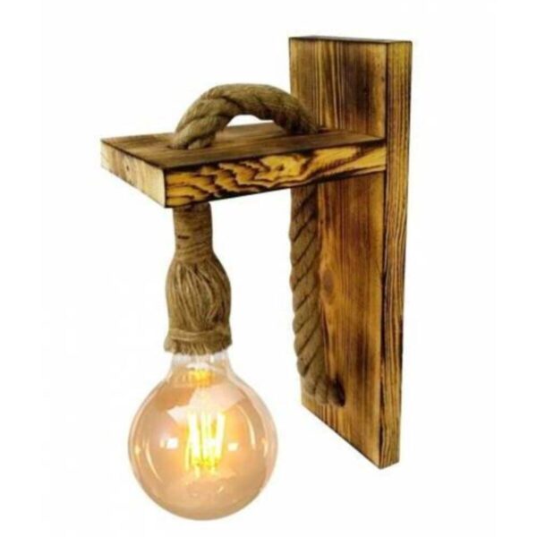 Duvar Aplik Ahşap Halatlı Duvar Lambası