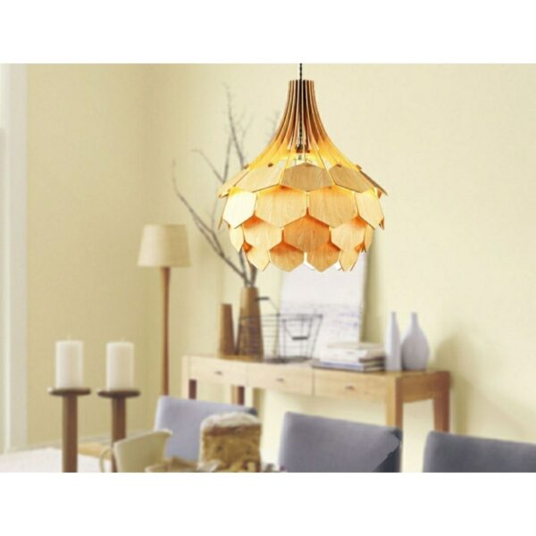 Dörtgen Modern Tasarım Globe Küre Doğal Ahşap Mdf 3d Lazer Kesim Rustik Salon Avize