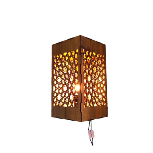 Otantik Desenli Modern Tasarım Doğal Ahşap Mdf Lazer Kesim Rustik Salon Aplik