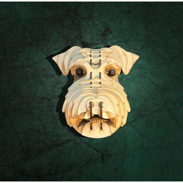 Kelb Köpek Kafası Doğal Ahşap Lazer Kesim Rustik Salon Aplik Duvar Dekoru 3D Tablo Pano (Peri LEDli)