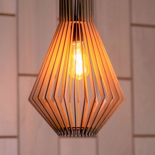 Modern Tasarım Oval Doğal Ahşap Mdf 3d Rustik Salon Avize