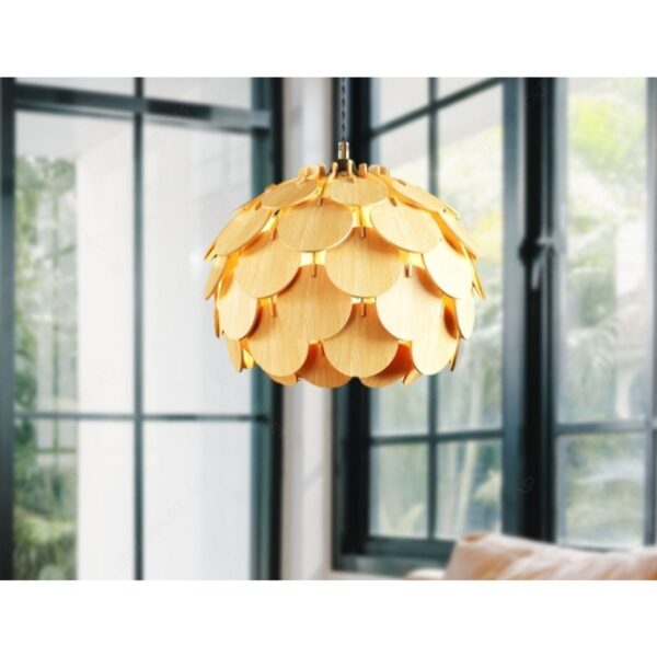 Globe Küre Doğal Ahşap Mdf 3d Lazer Kesim Rustik Salon Avize