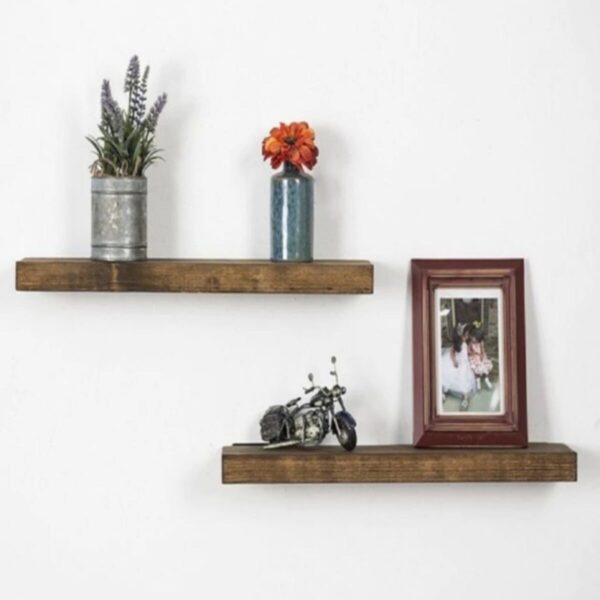 2'li Masif Ahşap Gizli Vidalı Uçan Raf 40 Cm