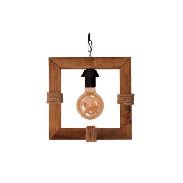 Dekoratif Tekli Rustik Nigrum Halatlı Ahşap Avize