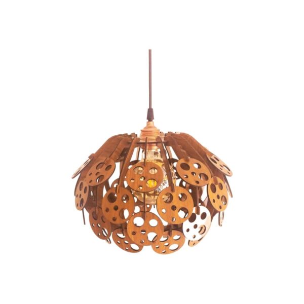 Orman Model Modern Tasarım Globe Küre Doğal Ahşap Yaprak MDF 3D Lazer Kesim Rustik Salon Avize