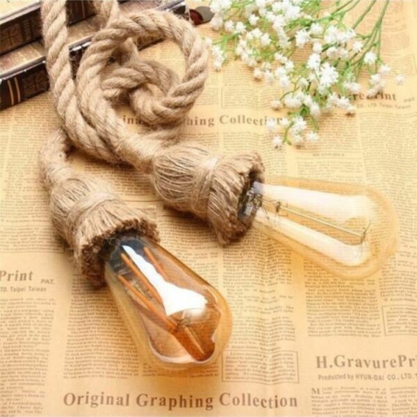 Jüt Halat Sarkıt Duy (1 Metre) Edison Rustik Ampul Için (1 Adet)