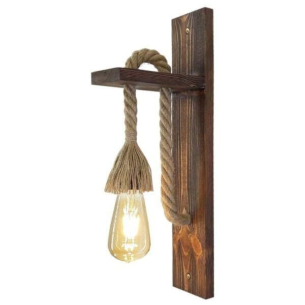 Tasarım Dekoratif Ahşap Halatlı Rustik Duvar Aplik Avize
