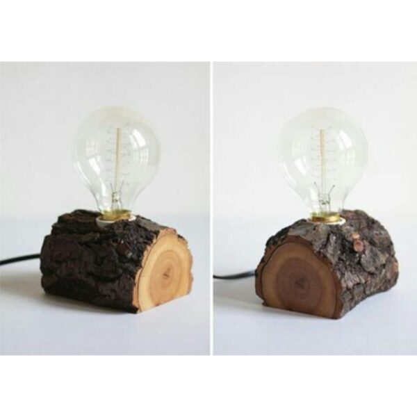 El Işçiliği Rustik Doğal Kütük Halatlı Masa Lambası - Abajur