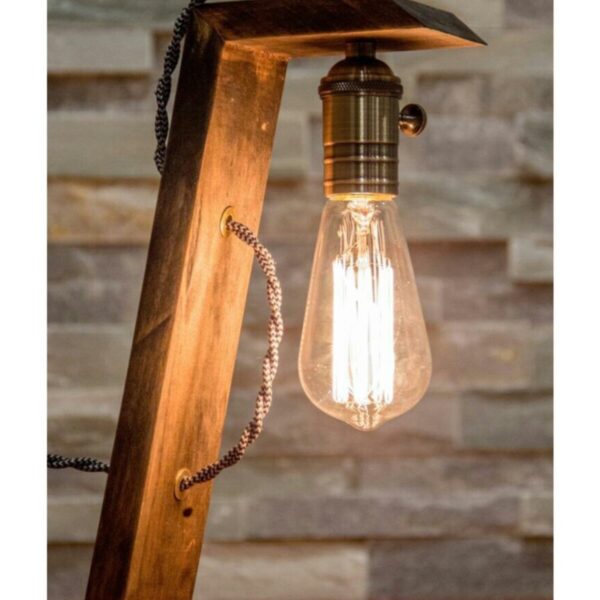 Eskitme Duylu Retro Rustik Ahşap Masa Lambası - Abajur