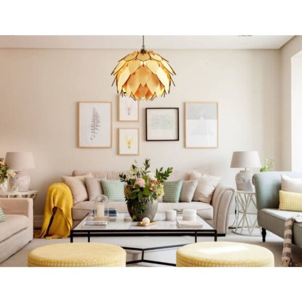 Damla Modern Tasarım Globe Küre Doğal Ahşap Mdf 3d Lazer Kesim Rustik Salon Avize