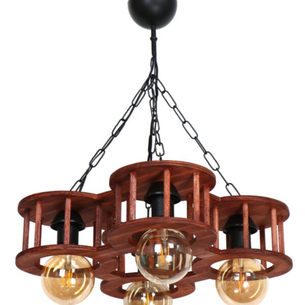 Ahşap Avize Rustik Dekoratif Otantik- Salon Otel Cafe Aydınlatma