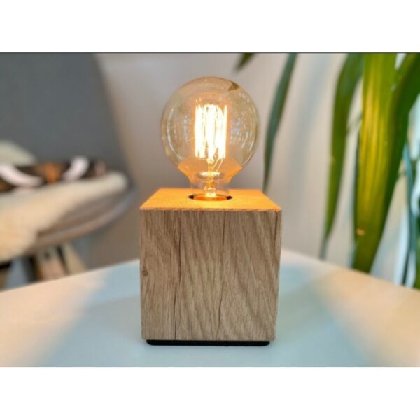 Retro Rustik Ahşap Rubik Küp Masa Lambası - Abajur