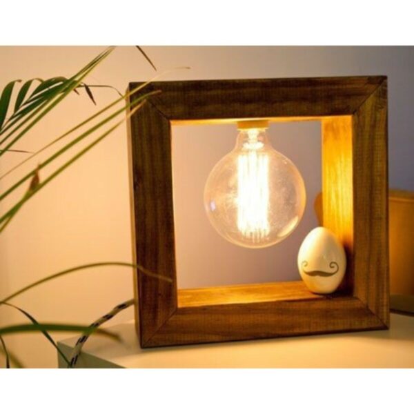 Eskitme Duylu Anahtarlı Retro Rustik Ahşap Masa Lambası - Abajur