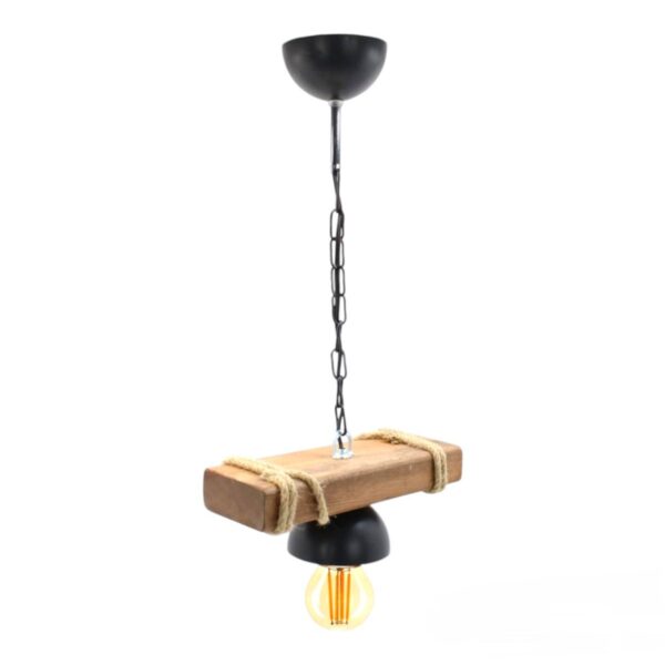 Hüma Tasarım Dekoratif Tekli İkili Üçlü Rustik Nigrum Halatlı Ahşap Avize Kütük Avize Doğal Avize