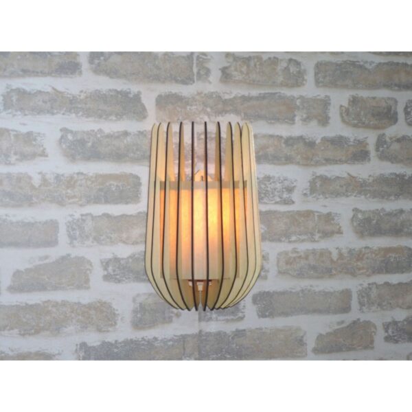 Minar Bombe Kenarlı 3D Yansıtma Tasarımlı Ahşap Salon Duvar Aplik Avize - E14 Duy