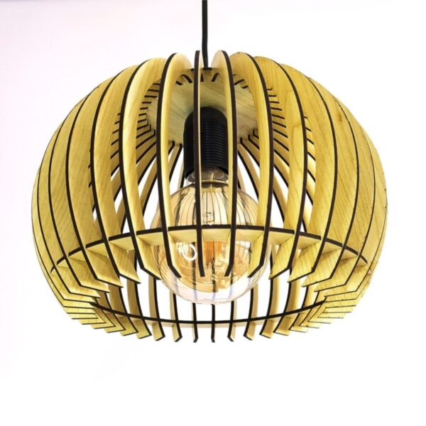 Modern Tasarım Globe Küre Doğal Ahşap Mdf 3d Lazer Kesim Rustik Salon Avize