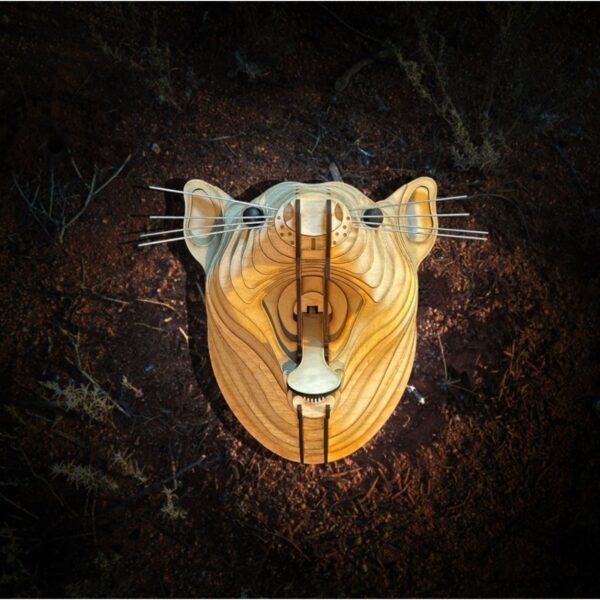 Kelb Köpek Kafası Doğal Ahşap Lazer Kesim Rustik Salon Aplik Duvar Dekoru 3D Tablo Pano (Peri LEDli)