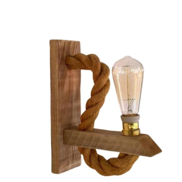 Tasarım Dekoratif Ahşap Halatlı Rustik Duvar Aplik