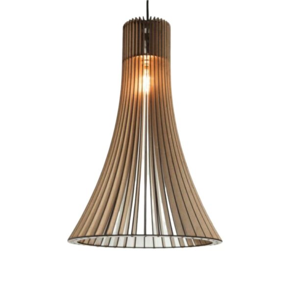 Modern Tasarım Konik Doğal Ahşap Mdf 3d Lazer Kesim Rustik Salon Avize