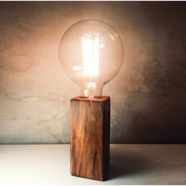 Retro Rustik Ahşap Rubik Küp Masa Lambası - Abajur