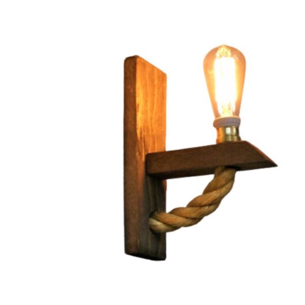 Tasarım Dekoratif Ahşap Halatlı Rustik Duvar Aplik Avize