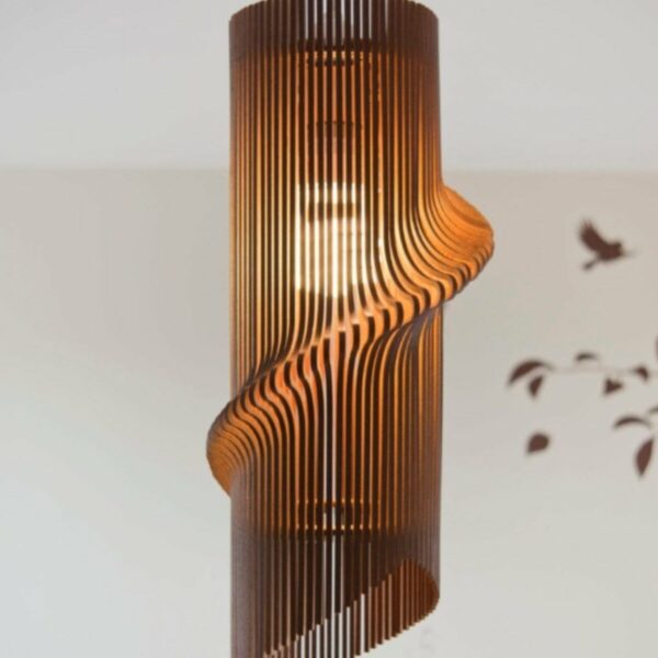 Modern Tasarım Tornado Doğal Ahşap Mdf Lazer Kesim Rustik Salon Avize