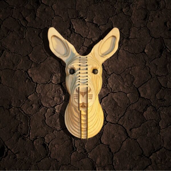 Kelb Köpek Kafası Doğal Ahşap Lazer Kesim Rustik Salon Aplik Duvar Dekoru 3D Tablo Pano (Peri LEDli)