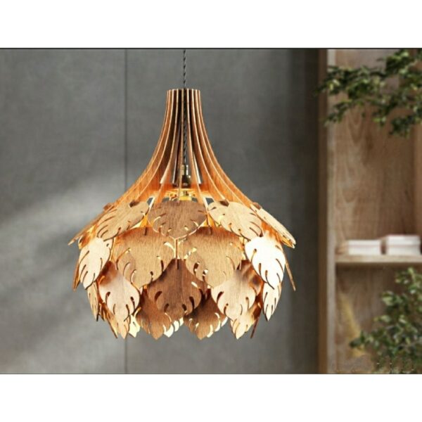 Ingiliz Tarzı Çınar Yaprağı Modern Globe Küre Doğal Ahşap Mdf 3d Lazer Kesim Rustik Salon Avize