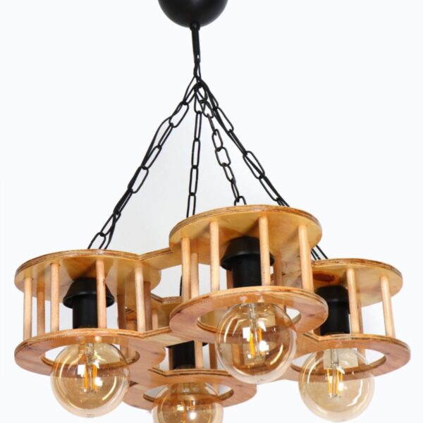 Ahşap Avize Rustik Dekoratif Otantik- Salon Otel Cafe Aydınlatma